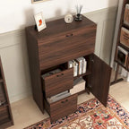 Meuble de bureau, avec tiroir de rangement et étagères, plateau rabattable