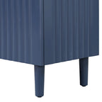 Bahut à Quatre Portes Élégant avec Portes à Motif Ondulé, Pieds Cylindriques et Poignées Métalliques Épurées, Réglable, pour Salon