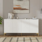 Buffet 4 portes de 152 cm avec portes sculptées et étagères réglables pour entrée, salle à manger, salon