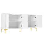 Buffet 4 portes de 152 cm avec portes sculptées et étagères réglables pour entrée, salle à manger, salon