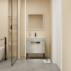 Meuble-lavabo de salle de bain 24 pouces/30 pouces/36 pouces avec évier autoportant/mural, ensemble d'évier en céramique avec étagère réglable