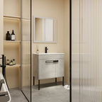 Meuble-lavabo de salle de bain 24 pouces/30 pouces/36 pouces avec évier autoportant/mural, ensemble d'évier en céramique avec étagère réglable