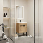 Meuble-lavabo de salle de bain 24 pouces/30 pouces/36 pouces avec évier autoportant/mural, ensemble d'évier en céramique avec étagère réglable