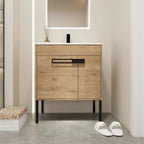 Meuble-lavabo de salle de bain 24 pouces/30 pouces/36 pouces avec évier autoportant/mural, ensemble d'évier en céramique avec étagère réglable
