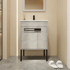 Meuble-lavabo de salle de bain 24 pouces/30 pouces/36 pouces avec évier autoportant/mural, ensemble d'évier en céramique avec étagère réglable