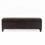 Banc de rangement ottoman, similicuir marron détaillé, 129,5 cm