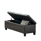 Banc de rangement ottoman, similicuir marron détaillé, 129,5 cm