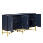 Meuble de Rangement avec Poignées en Métal, Meuble de Rangement d'Entrée avec Étagères, Buffet avec Pieds Croisés en Métal