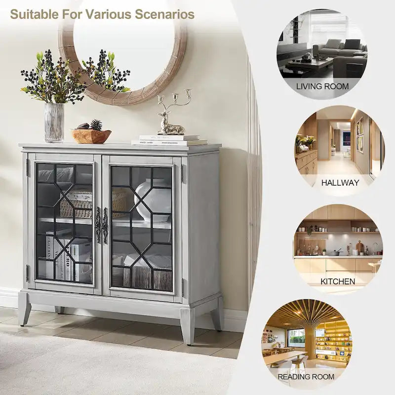Bahut et buffets, Meuble de rangement d'appoint, console patinée pour entrée, salon, chambre, cuisine