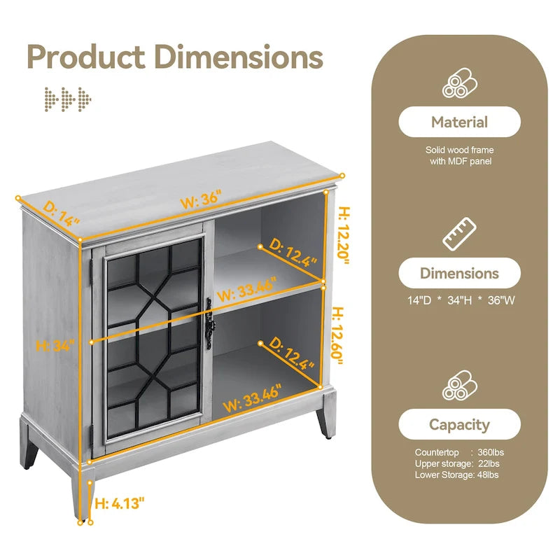 Bahut et buffets, Meuble de rangement d'appoint, console patinée pour entrée, salon, chambre, cuisine