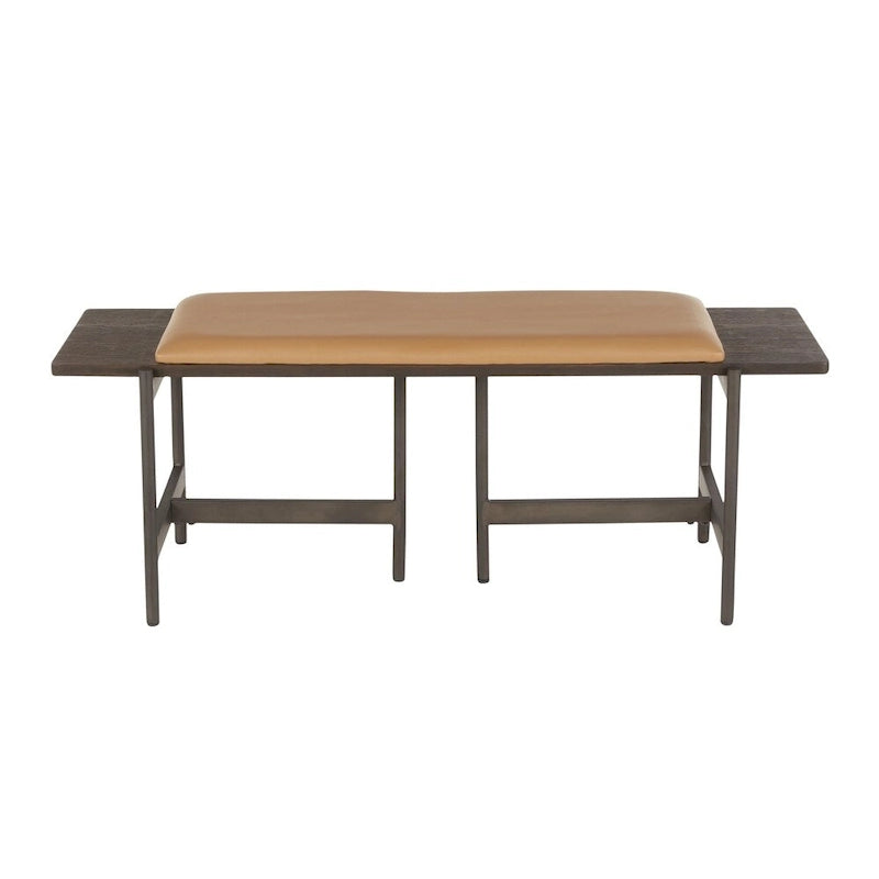 Banc contemporain Chloé avec assise rembourrée et accent en bois