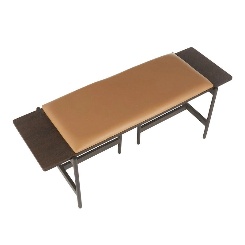 Banc contemporain Chloé avec assise rembourrée et accent en bois