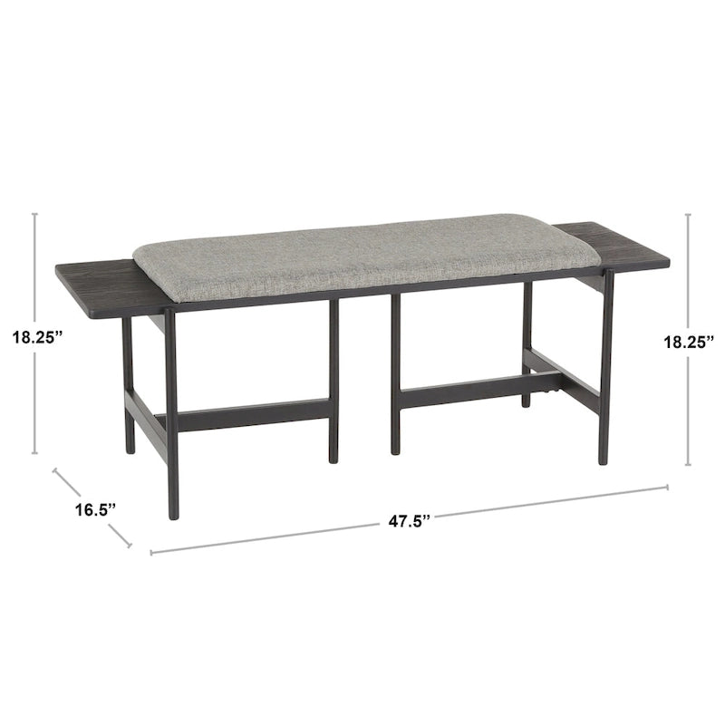 Banc contemporain Chloé avec assise rembourrée et accent en bois