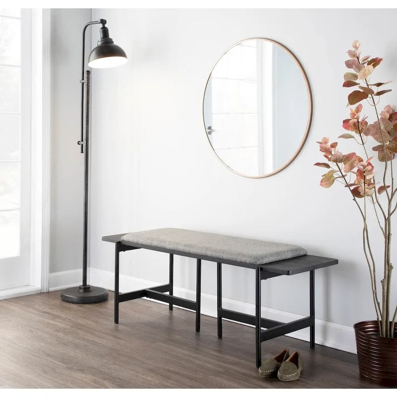 Banc contemporain Chloé avec assise rembourrée et accent en bois