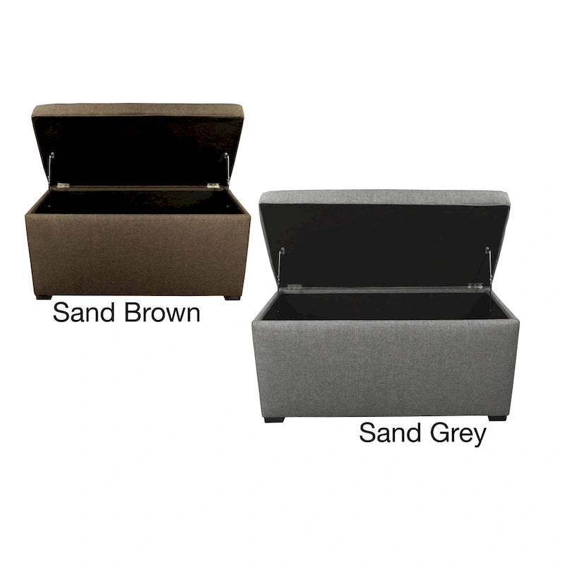 Banc de coffre de rangement tufté à 8 boutons couleur sable