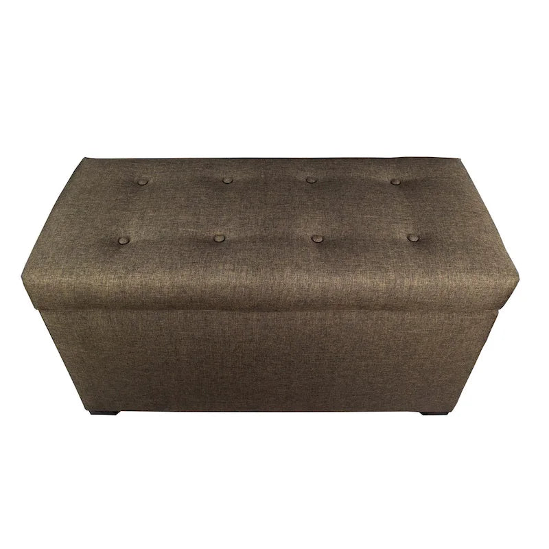 Banc de coffre de rangement tufté à 8 boutons couleur sable