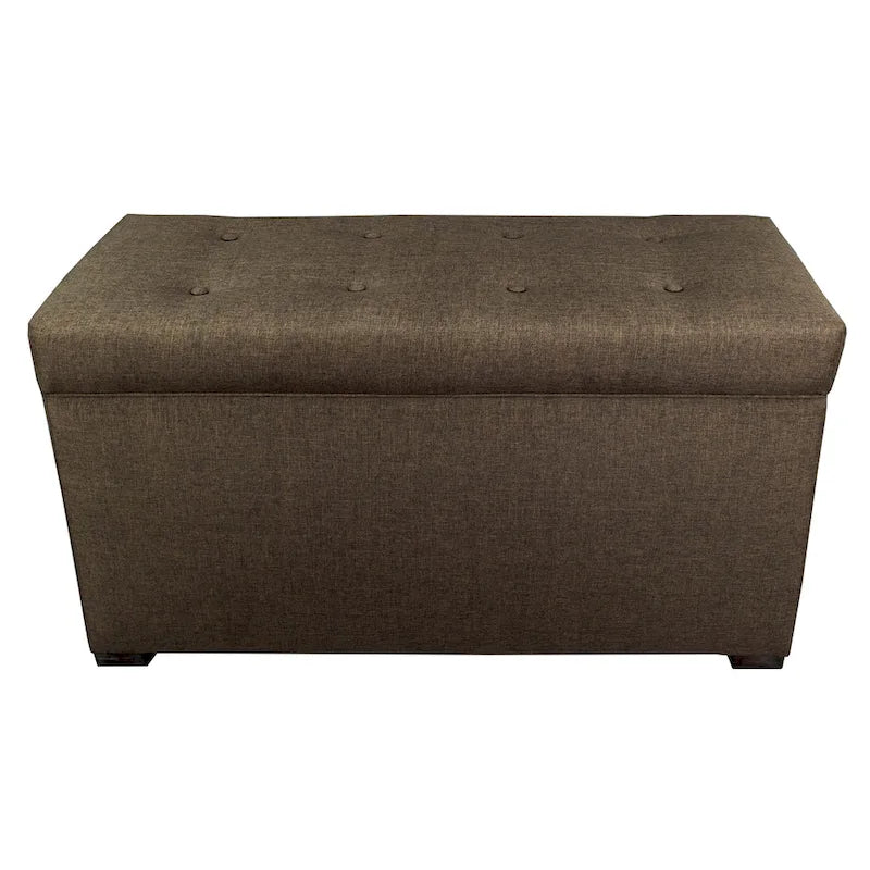 Banc de coffre de rangement tufté à 8 boutons couleur sable