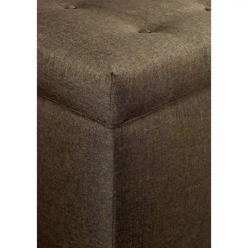 Banc de coffre de rangement tufté à 8 boutons couleur sable