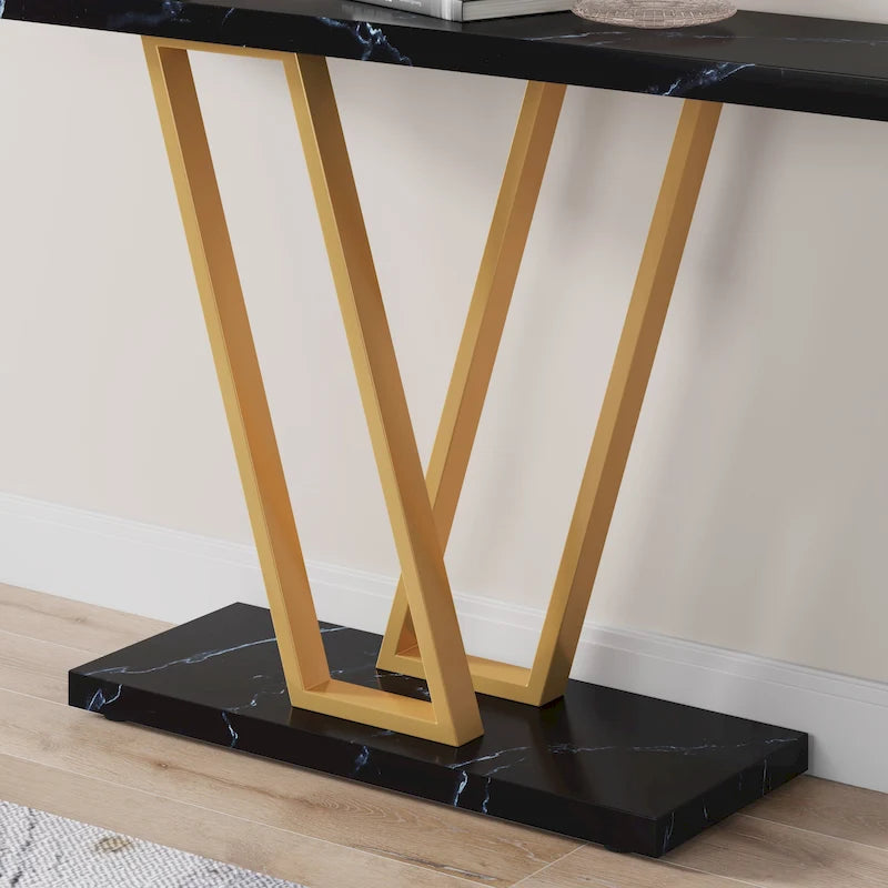 43.3Console, Table d'entrée, Étagère de présentation industrielle pour couloir, entrée, canapé, salon, cuisine, foyer