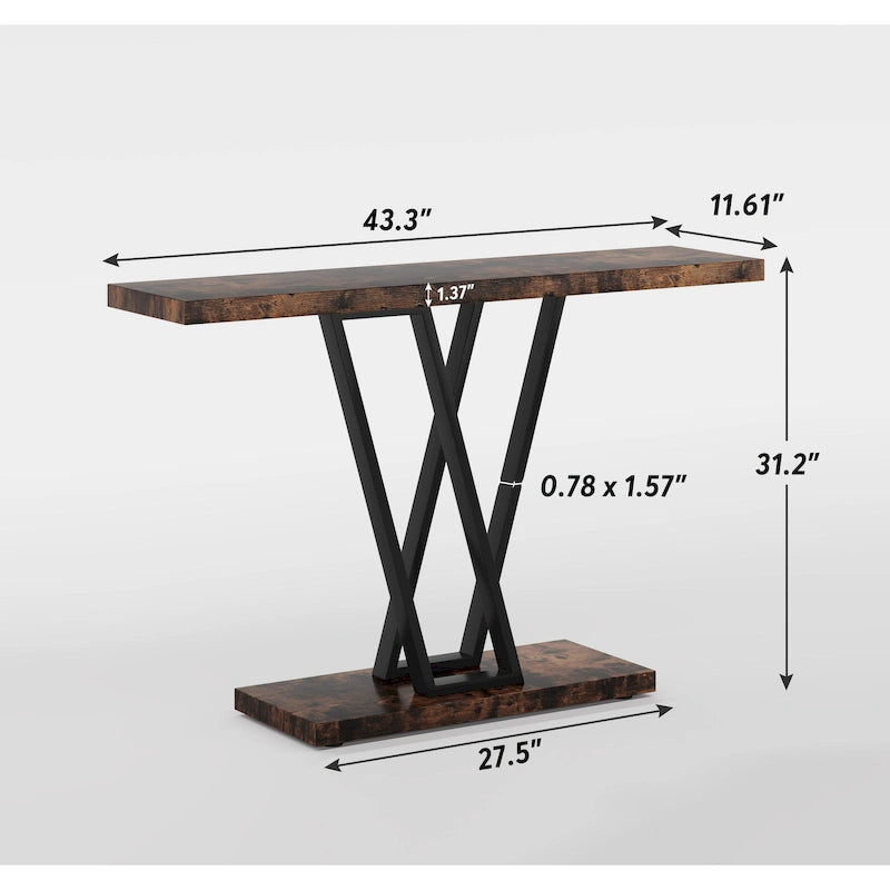 43.3Console, Table d'entrée, Étagère de présentation industrielle pour couloir, entrée, canapé, salon, cuisine, foyer