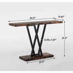 43.3Console, Table d'entrée, Étagère de présentation industrielle pour couloir, entrée, canapé, salon, cuisine, foyer