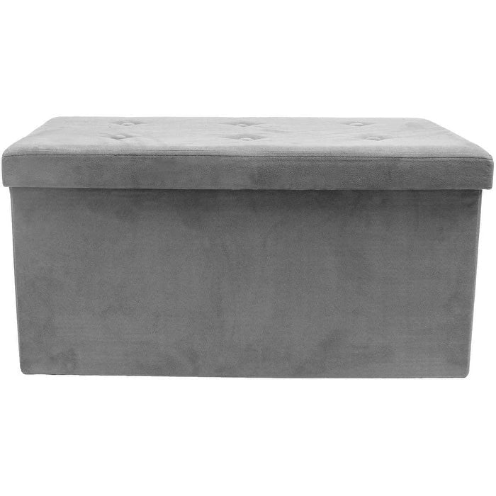 Banc de rangement / coffre contemporain en faux daim (Petit modèle en daim, gris)