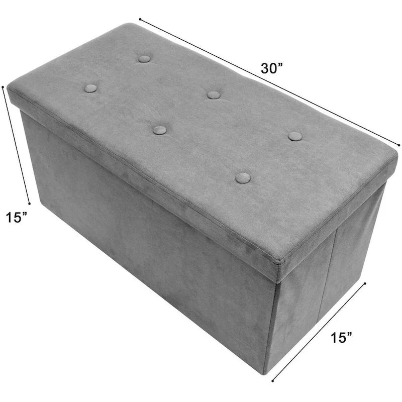Banc de rangement / coffre contemporain en faux daim (Petit modèle en daim, gris)