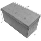 Banc de rangement / coffre contemporain en faux daim (Petit modèle en daim, gris)