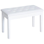 Banc de piano 2 places rembourré en similicuir blanc imitation bouleau rustique
