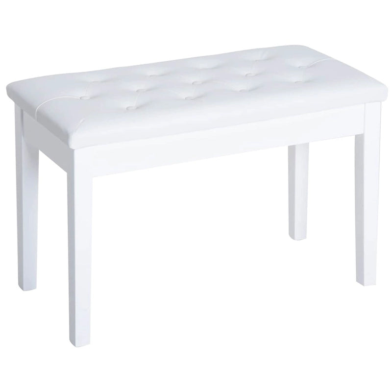 Banc de piano 2 places rembourré en similicuir blanc imitation bouleau rustique