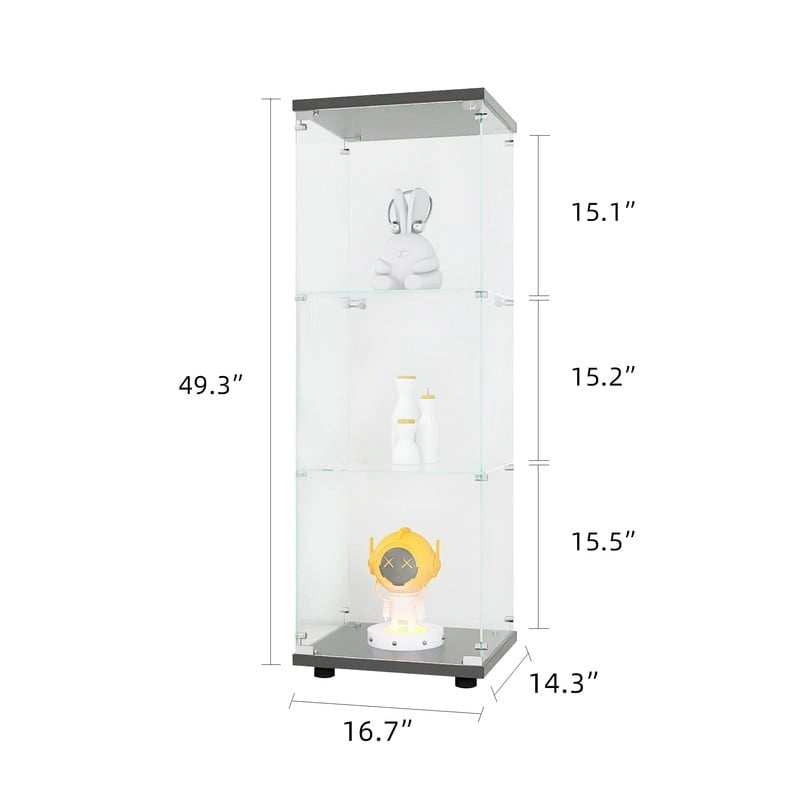 Vitrine de cuisine moderne en verre avec 3 étagères