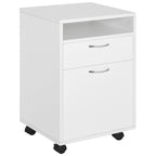 Meuble de rangement mobile avec tiroir et placard, support d'imprimante à roulettes, blanc