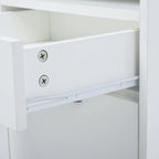Meuble de rangement mobile avec tiroir et placard, support d'imprimante à roulettes, blanc