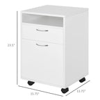 Meuble de rangement mobile avec tiroir et placard, support d'imprimante à roulettes, blanc