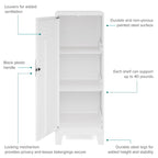 Armoire de rangement à 3 étagères avec porte ventilée de 42,5 po de hauteur
