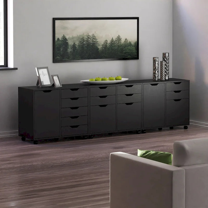 Armoire avec tiroir classeur, noir
