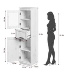 Meuble de salle de bain haut, Armoire de rangement étroite avec portes et étagère réglable