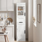 Meuble de salle de bain haut, Armoire de rangement étroite avec portes et étagère réglable