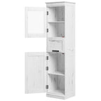 Meuble de salle de bain haut, Armoire de rangement étroite avec portes et étagère réglable