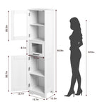 Meuble de salle de bain haut, Armoire de rangement étroite avec portes et étagère réglable