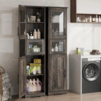 Meuble de salle de bain haut, Armoire de rangement étroite avec portes et étagère réglable