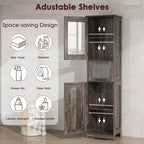 Meuble de salle de bain haut, Armoire de rangement étroite avec portes et étagère réglable
