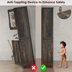 Meuble de salle de bain haut, Armoire de rangement étroite avec portes et étagère réglable