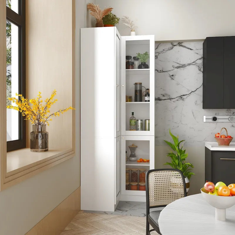 Meuble de salle de bain d'angle blanc 78,7H - Rangement élégant pour n'importe quelle pièce