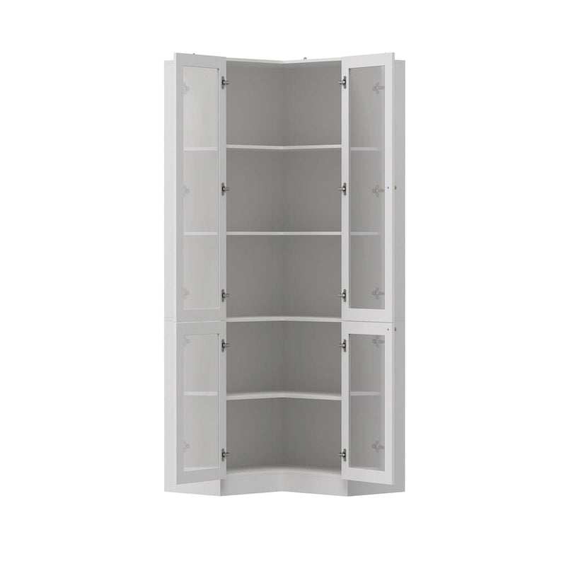 Meuble de salle de bain d'angle blanc 78,7H - Rangement élégant pour n'importe quelle pièce