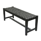 Banc tissé fait main en cuir noir ou marron - 47 x 18 x 17