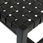 Banc tissé fait main en cuir noir ou marron - 47 x 18 x 17