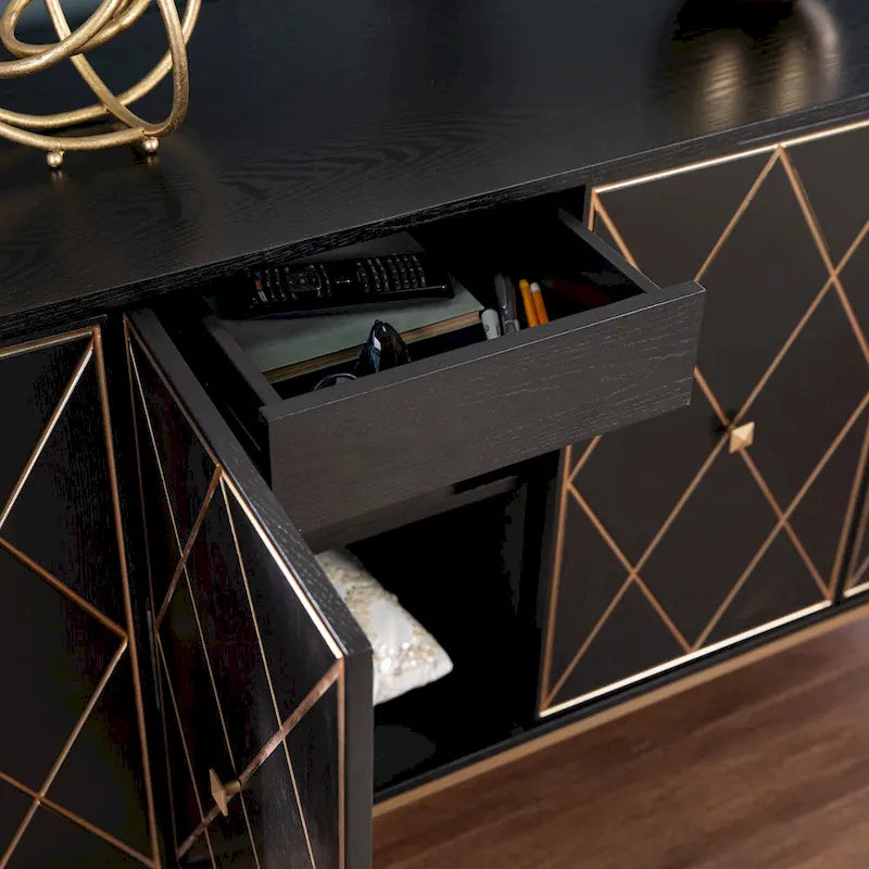 Meuble en bois Maubert contemporain avec détails dorés