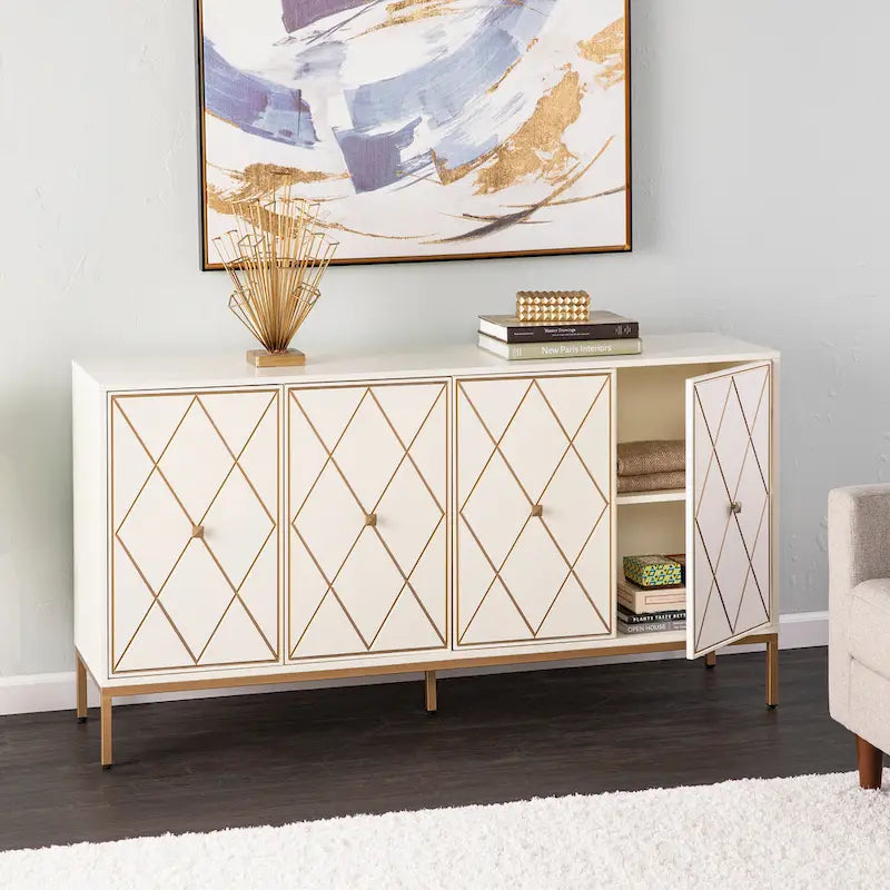 Meuble en bois Maubert contemporain avec détails dorés