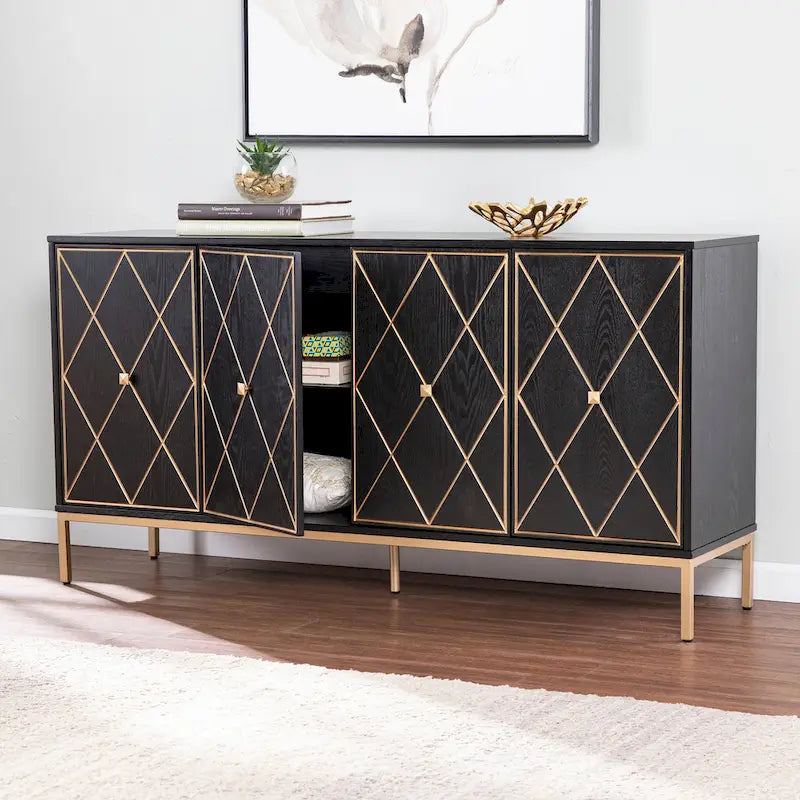 Meuble en bois Maubert contemporain avec détails dorés